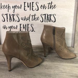 Vince Camino peep toe leather ankle boots heels